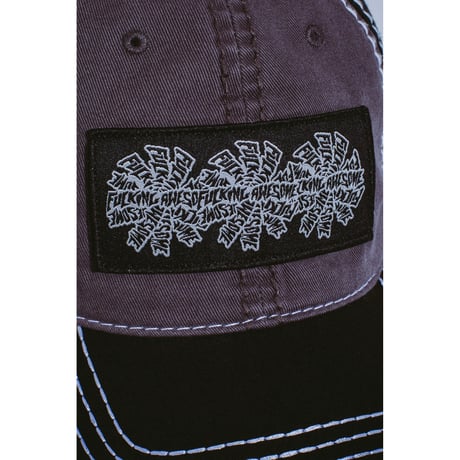 FUCKING AWESOME / THREE SPIRAL EDGE STITCH SIX PANEL HAT / GREY/BLACK