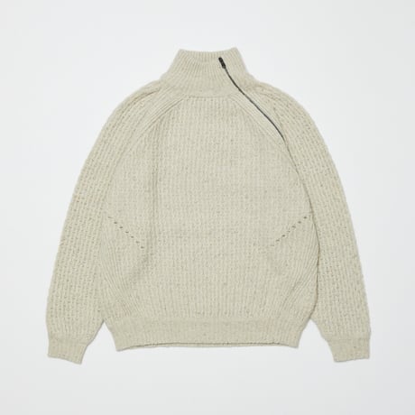 BAL / DIAGONAL ZIP  JACQUARD  SWEATER / NATURAL