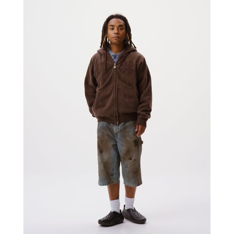 BoTT / WASHED LUCKY LOGO ZIP HOODIE / WASHED BROWN