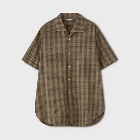 PHIGVEL MAKERS & Co. / SEERSUCKER OPEN COLLAR SS SHIRT / BEIGE CHECK