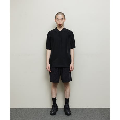 BAL / VENTILATION MESH KNIT ZIP POLO / BLACK