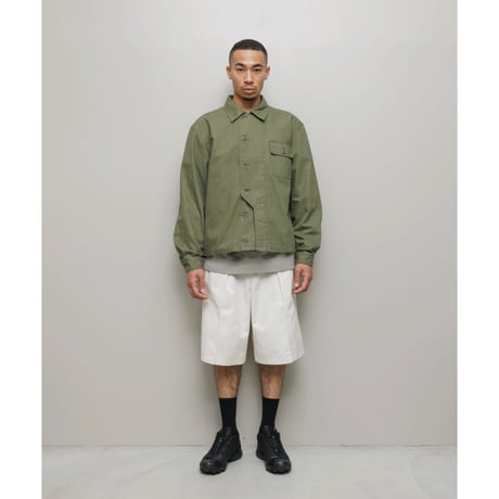 BAL / CREW HERRINGBONE OVER SHIRT / ARMY GREEN