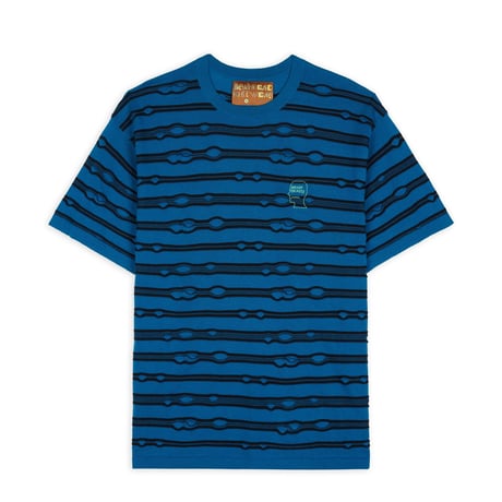 BRAIN DEAD / PUCKERED STRIPED T-SHIRT / TEAL