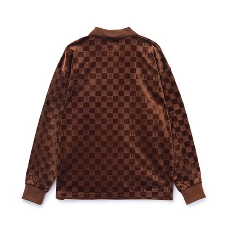 BoTT / CHECKERBOARD VELOUR POLO / BROWN