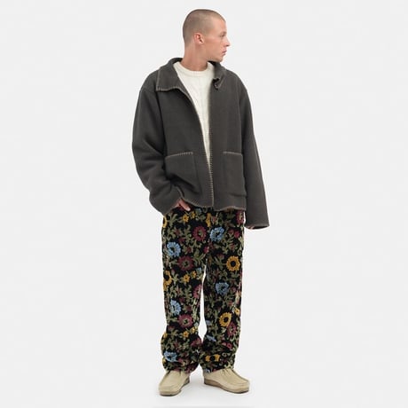 STUSSY / WOODSY BLANKET STITCH FLEECE / CHARCOAL