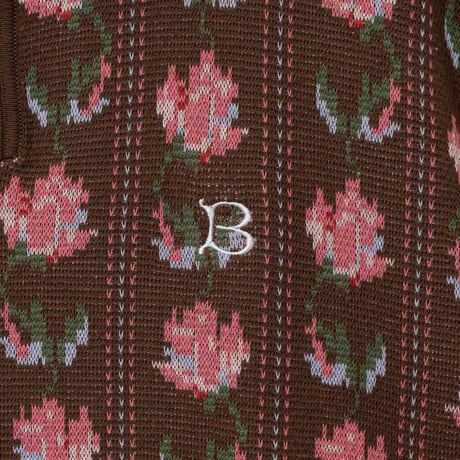 BoTT / FLOWER S/S KNIT POLO / BROWN