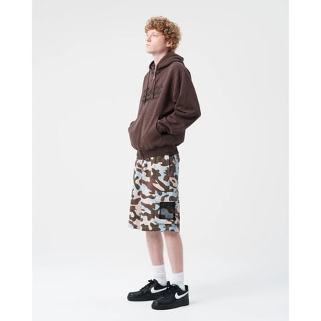 BoTT / WASHED SCRIPT LOGO ZIP HOODIE / WASHED BROWN