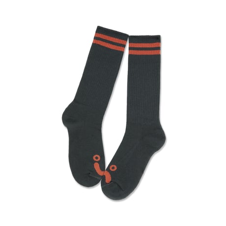 POLAR SKATE CO. / RIB SOCKS / LONG / HAPPY SAD / GRAPHITE / ORANGE