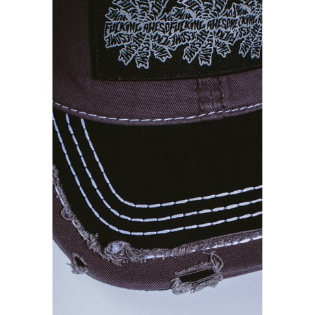 FUCKING AWESOME / THREE SPIRAL EDGE STITCH SIX PANEL HAT / GREY/BLACK