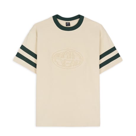 BRAIN DEAD / EMBOSSED WORLDWIDE SHORT SLEEVE FOOTBALL SHIRT / NATURAL