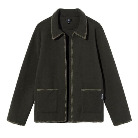 STUSSY / WOODSY BLANKET STITCH FLEECE / CHARCOAL