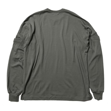 tone / AIR WOOL LONG SLEEVE SHIRT (MOCK NECK) / SAGE GREEN
