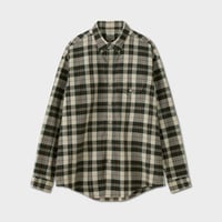 PHIGVEL MAKERS & Co. / MADRAS B.D. LS SHIRT / ECRU x OLIVE