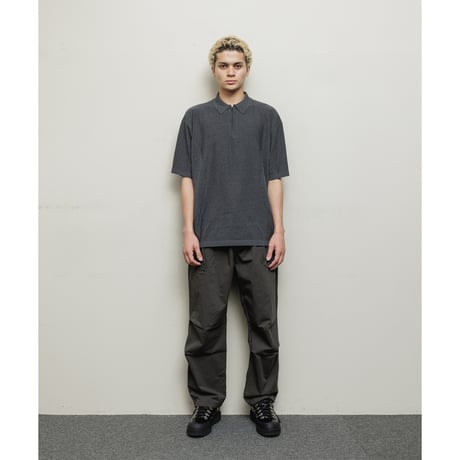 BAL / VENTILATION MESH KNIT ZIP POLO / CHARCOAL HEATHER