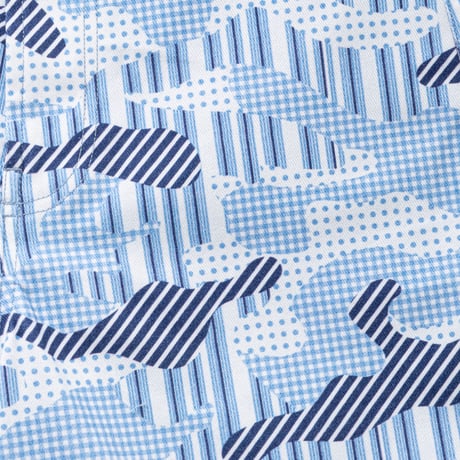 SPECIAL GUEST K.K. / SHIRT PATTERN CAMO BAGGY SHORT / LIGHT BLUE