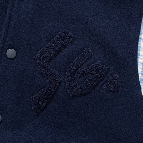 SPECIAL GUEST K.K. / SG GINGHAM CHECK STADIUM JACKET / NAVY