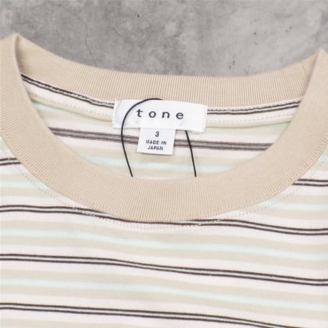 tone / DOUBLE STITCH SS T SHIRT  / BEIGE STRIPE