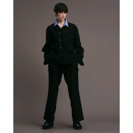 BAL / CREW HERRINGBONE OVER SHIRT / BLACK