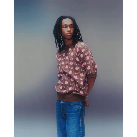 BoTT / FLOWER S/S KNIT POLO / LIGHT BLUE