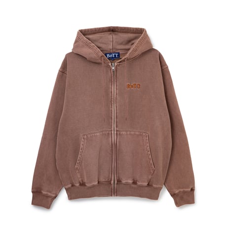 BoTT / PIGMENT DYED ZIP HOODIE / BROWN