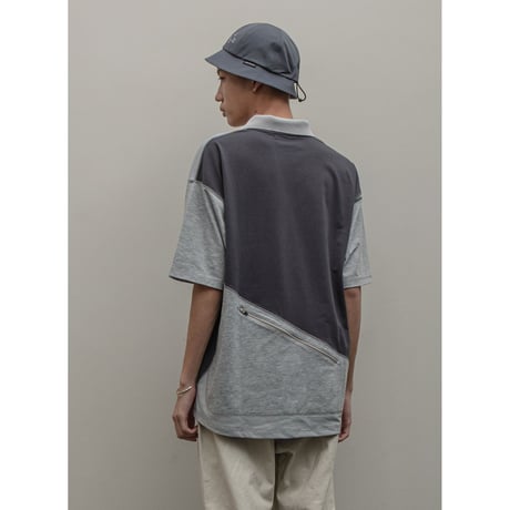 BAL / RECYCLE POLYESTER ZIP POCKET POLO SHIRT / GRAY