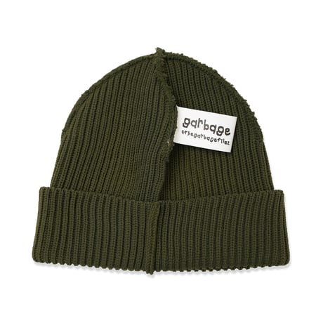 GARBAGE / INSIDE OUT CUFF BEANIE / OLIVE (BLACK EMB)
