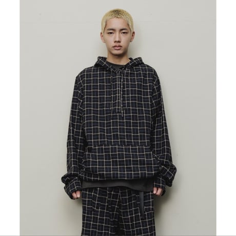 BAL / PULLOVER MEXICAN HOODED SHIRT / BLACK PLAID
