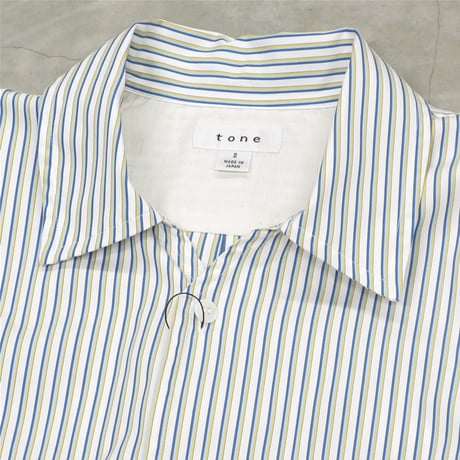 tone / SLIT COLLAR SHIRT / WHITE STRIPE