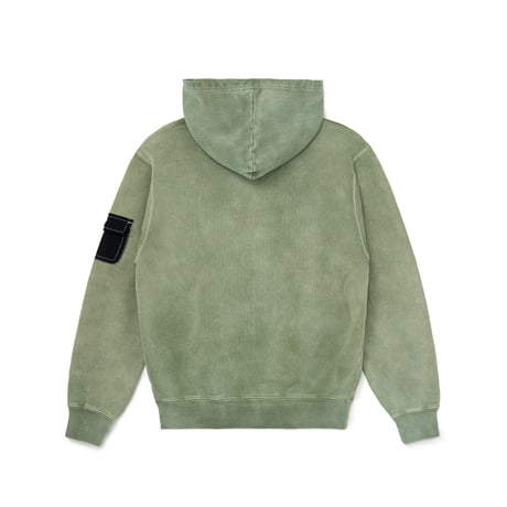 BoTT / WASHED CARGO POCKET ZIP HOODIE / OLIVE