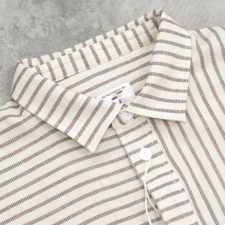 NOROLL / NORMAL SHIRT STRIPE S/S / BROWN