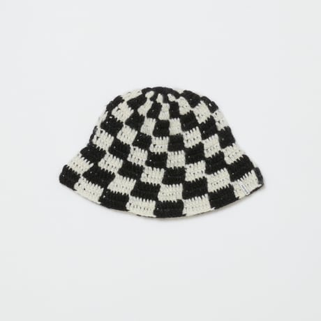 BAL / CHECKERED HAND KNIT BUCKET HAT / BLACK