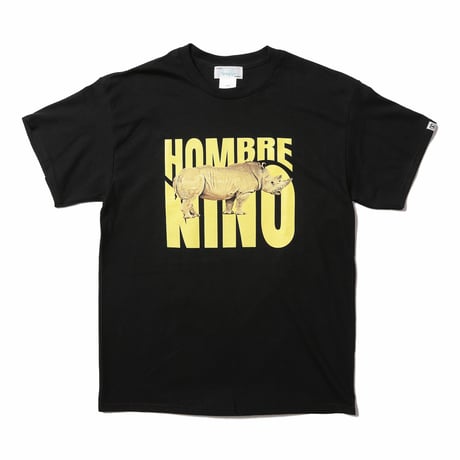 HOMBRE NINO / S/S PRINT TEE (RINOCEROS) / BLACK