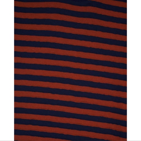 BRAIN DEAD / DENNY BLAINE STRIPED T-SHIRT / NAVY/LIGHT BROWN
