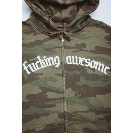 FUCKING AWESOME / BLACKLETTER LOGO ZIPPED HOODIE / CAMO