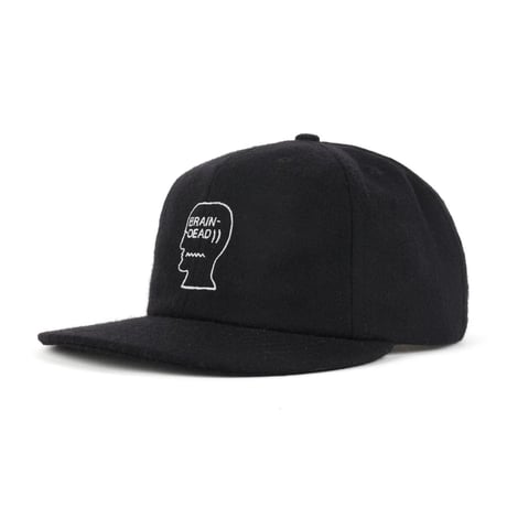 BRAIN DEAD / FLANNEL CLASSIC LOGOHEAD 6 PANEL HAT / BLACK