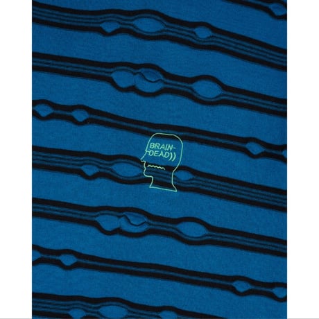 BRAIN DEAD / PUCKERED STRIPED T-SHIRT / TEAL