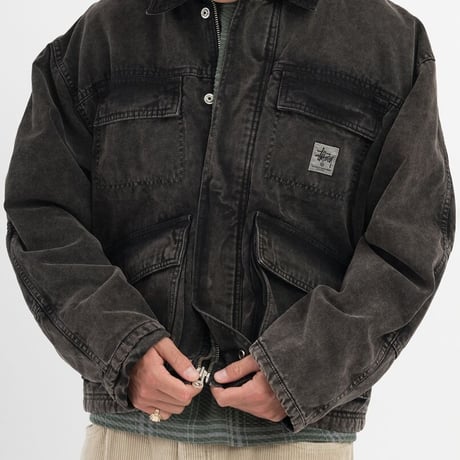 STUSSY / WASHED CANVAS SHOP JACKET / BLACK