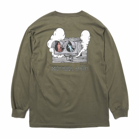 HOMBRE NINO / L/S PRINT TEE (DEADKEBAB TRAFFIC) / M GREEN