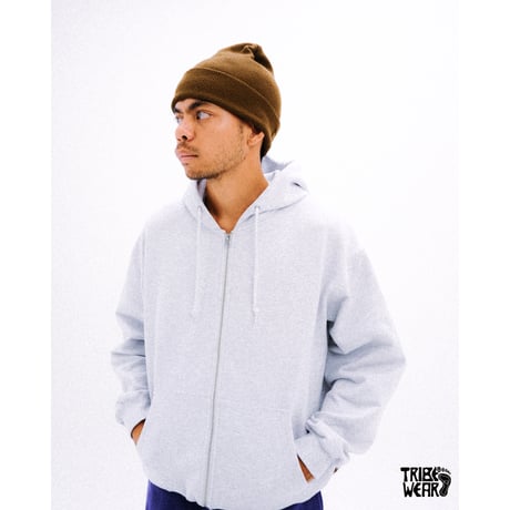 TRIBE WEAR / BASIC ZIP UP HOODIE / BROWN