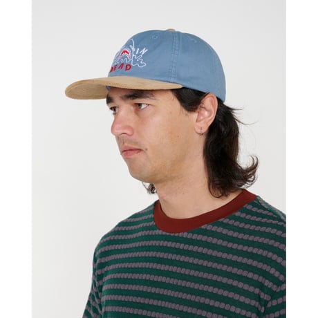 BRAIN DEAD / SHARK ATTACK 6 PANEL HAT / BLUE/KHAKI