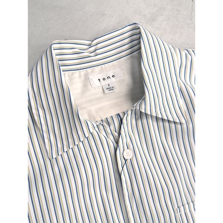 tone / SLIT COLLAR SHIRT / WHITE STRIPE