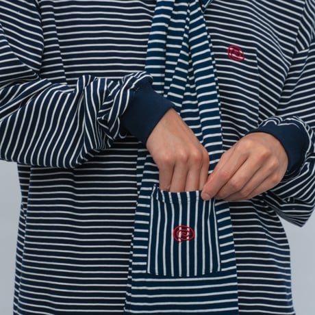SOL soonerorlater / BORDER SCARF / WHITE & NAVY