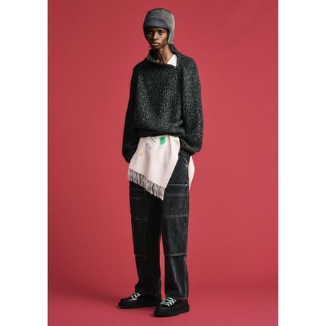 BAL / DIAGONAL ZIP  JACQUARD  SWEATER / DARK GREY