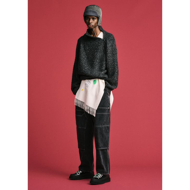 BAL / DIAGONAL ZIP JACQUARD SWEATER / DARK GR
