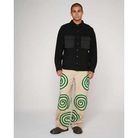 BRAIN DEAD / CPO REVERSE FRENCH TERRY SHIRT / WASHED BLACK
