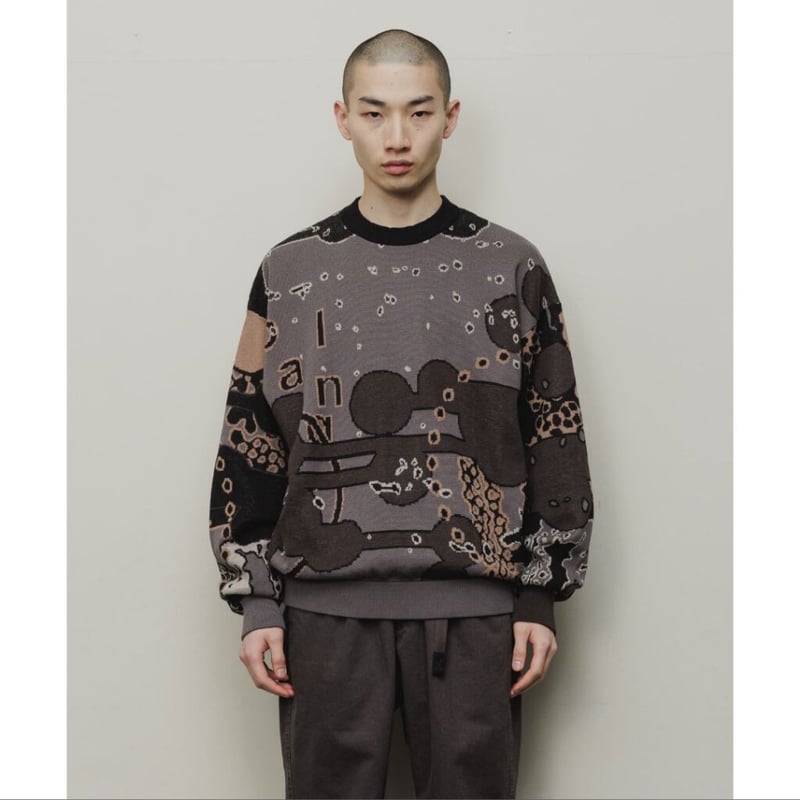 BAL / JACQUARD COTTON CREWNECK SWEATER / BLACK 