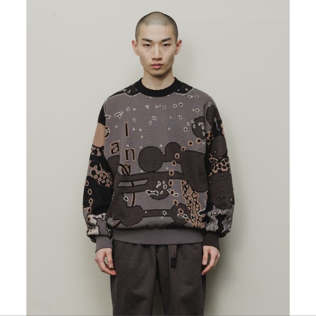 BAL / JACQUARD COTTON CREWNECK SWEATER / BLACK