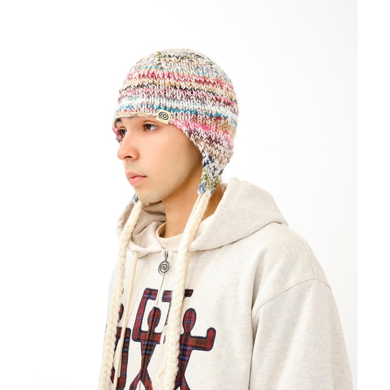 帽子 soonerorlater sol Hand-knitted Hat SOL soonerorlater / HAND-KNITTED FLIGHT CAP / M