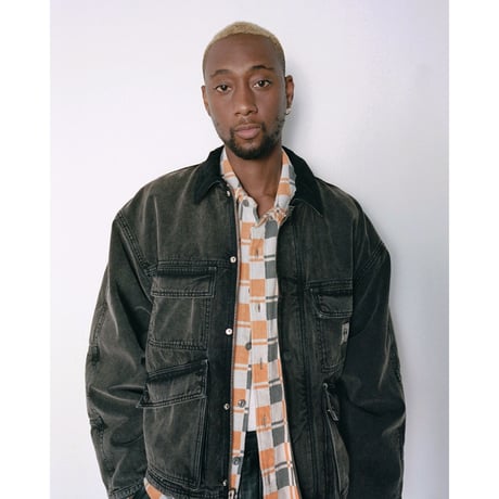 STUSSY / WASHED CANVAS SHOP JACKET / BLACK