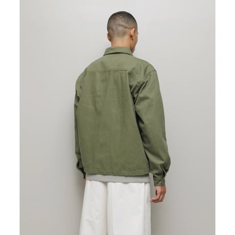 BAL / CREW HERRINGBONE OVER SHIRT / ARMY GREEN